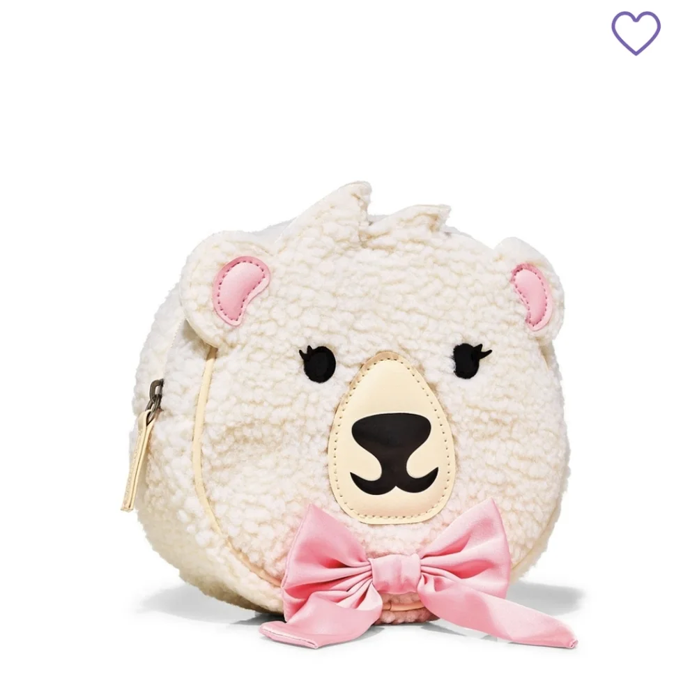 Polar Bear Plush Mini Backpack - White & Pink 6.5